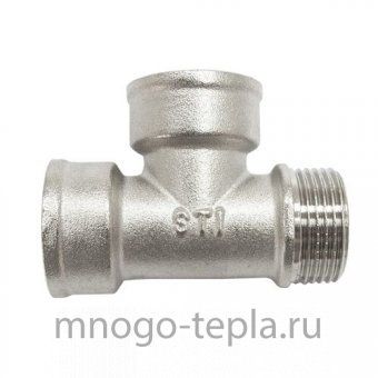 Тройник ¾" В-В-Н никелированный латунный, резьбовой - №1