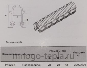 Скоба кассетная для трубы 16-20мм TIM P1620-4, упаковка 500 шт - №1