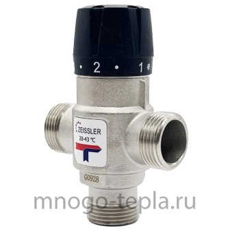 Термостатический смесительный клапан ZEISSLER ZSm.412.164305, подсоединение 3/4" НР, регулировка температуры 20-43°С, KV 1.6 - №1