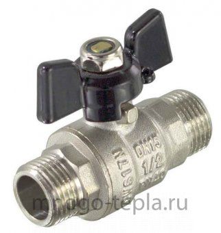 Кран шаровый 1/2" ШШ TIM (DE1217X) никелированный усиленный прямой - бабочка - №1